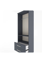 Arges Dolap 2 Raflı 2 Çekmeceli Tek Askılı 60x30x163 Antrasit-Antrasit