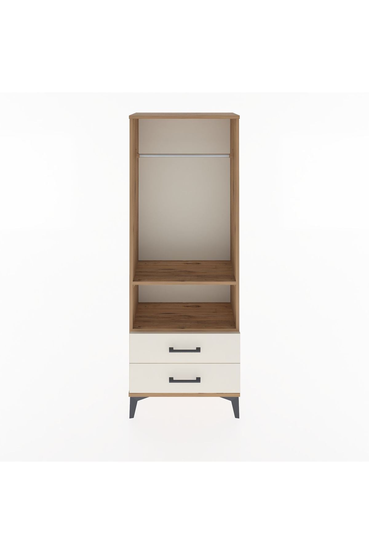 Arges Dolap 2 Raflı 2 Çekmeceli Tek Askılı 60x30x163 Çam-Aytaşı