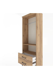 Arges Dolap 2 Raflı 2 Çekmeceli Tek Askılı 60x30x163 Çam-Çam