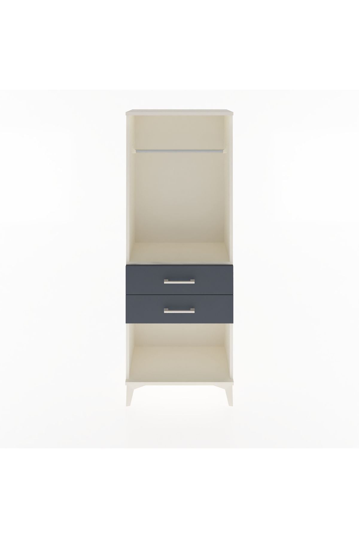 Arges Dolap Tek Raflı 2 Çekmeceli Tek Askılı 60x30x163 Aytaşı-Antrasit