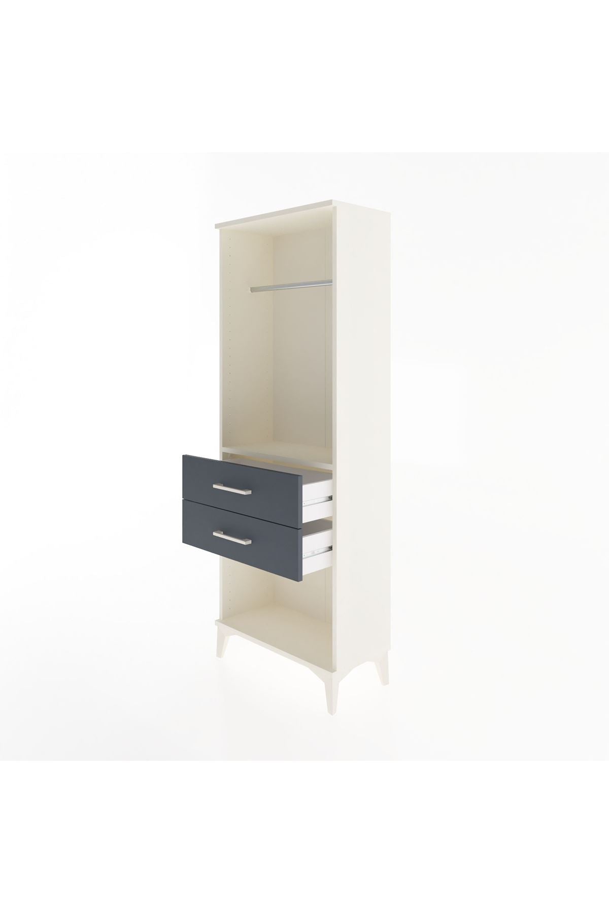 Arges Dolap Tek Raflı 2 Çekmeceli Tek Askılı 60x30x163 Aytaşı-Antrasit