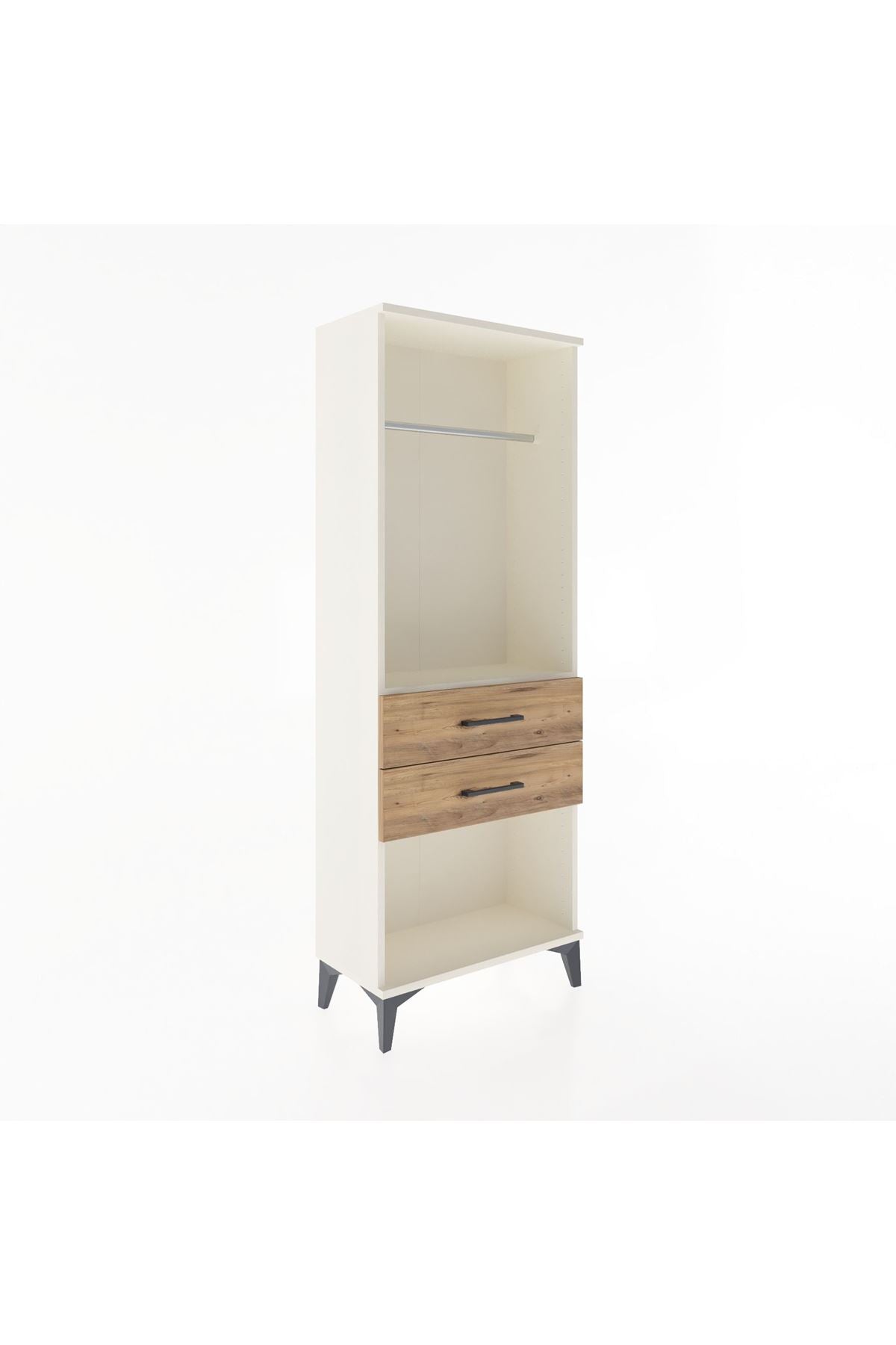 Arges Dolap Tek Raflı 2 Çekmeceli Tek Askılı 60x30x163 Aytaşı-Çam