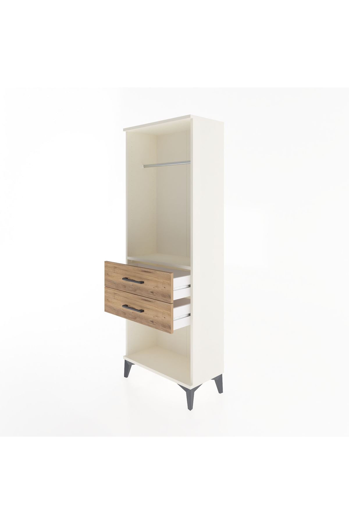 Arges Dolap Tek Raflı 2 Çekmeceli Tek Askılı 60x30x163 Aytaşı-Çam