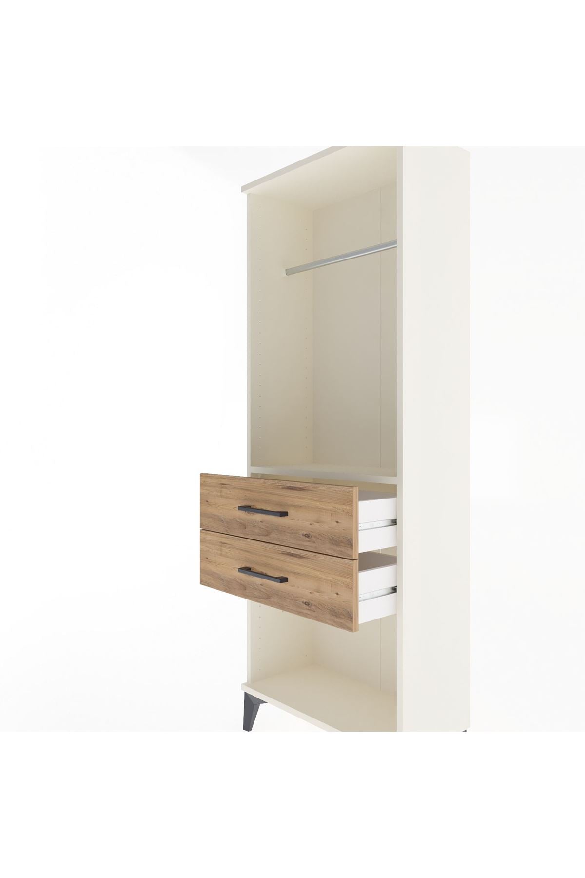 Arges Dolap Tek Raflı 2 Çekmeceli Tek Askılı 60x30x163 Aytaşı-Çam