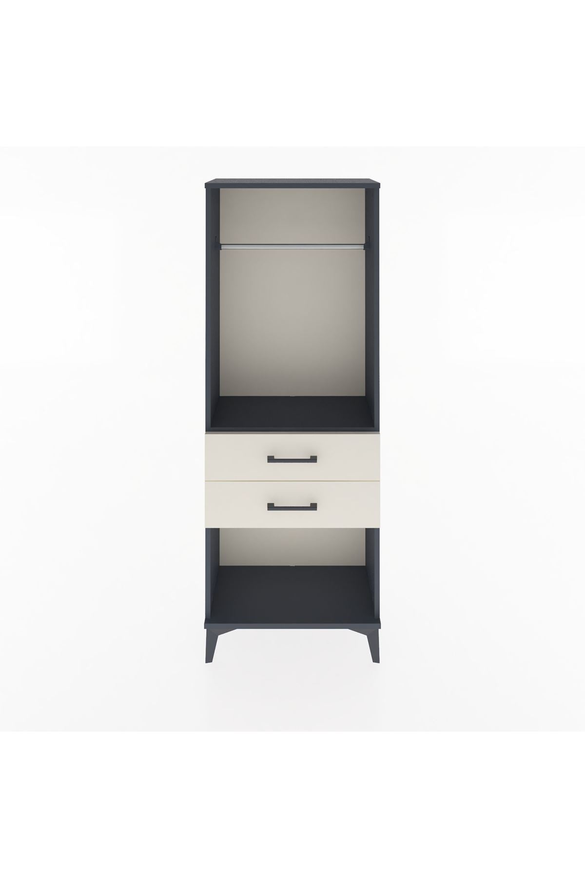 Arges Dolap Tek Raflı 2 Çekmeceli Tek Askılı 60x30x163 Antrasit-Aytaşı