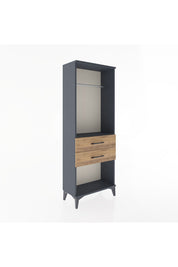 Arges Dolap Tek Raflı 2 Çekmeceli Tek Askılı 60x30x163 Antrasit-Çam