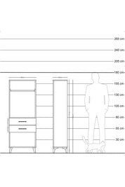 Arges Dolap Tek Raflı 2 Çekmeceli Tek Askılı 60x30x163 Antrasit-Çam