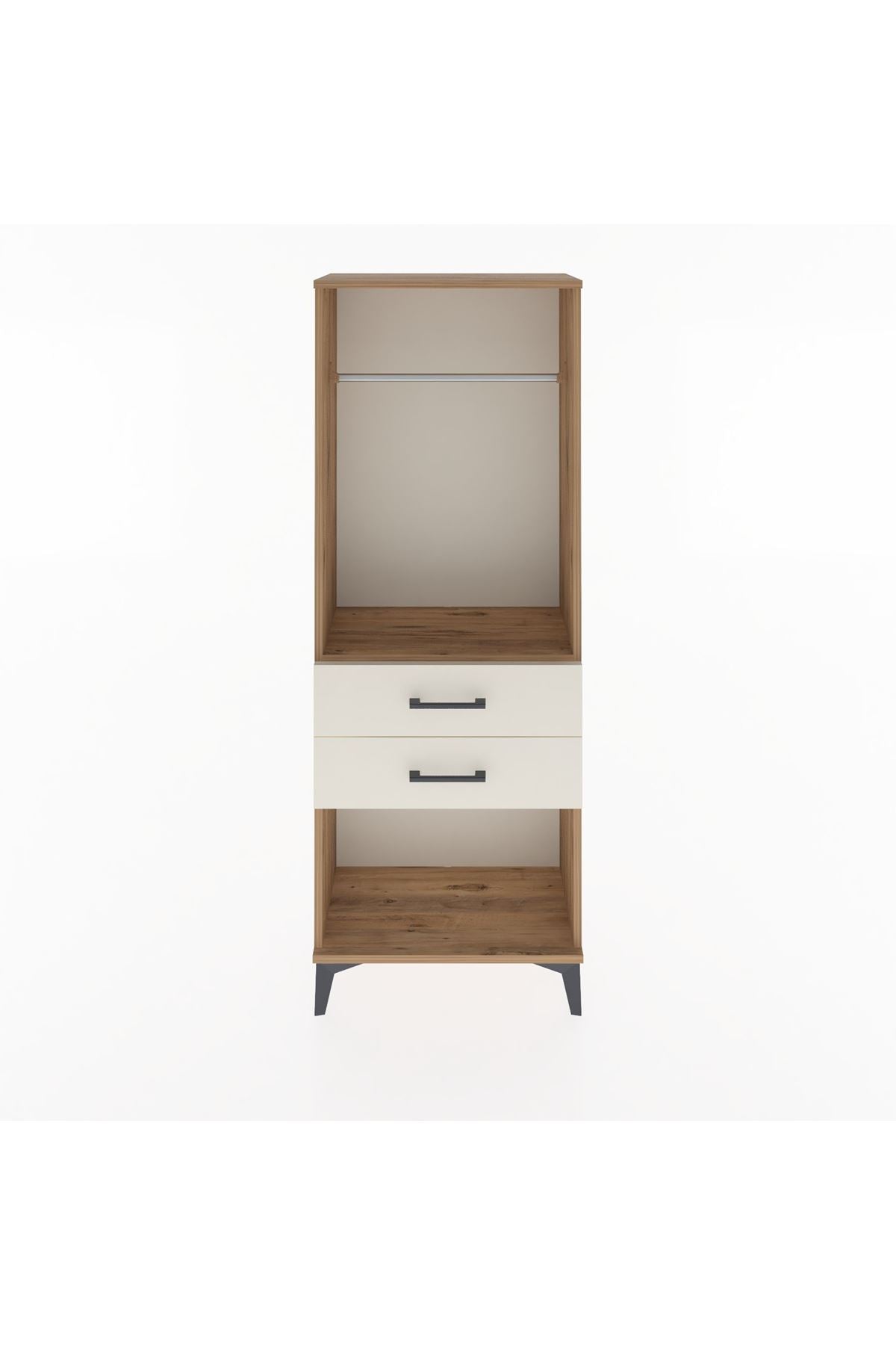 Arges Dolap Tek Raflı 2 Çekmeceli Tek Askılı 60x30x163 Çam-Aytaşı