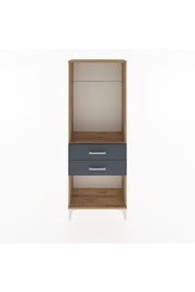 Arges Dolap Tek Raflı 2 Çekmeceli Tek Askılı 60x30x163 Çam-Antrasit