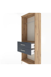 Arges Dolap Tek Raflı 2 Çekmeceli Tek Askılı 60x30x163 Çam-Antrasit