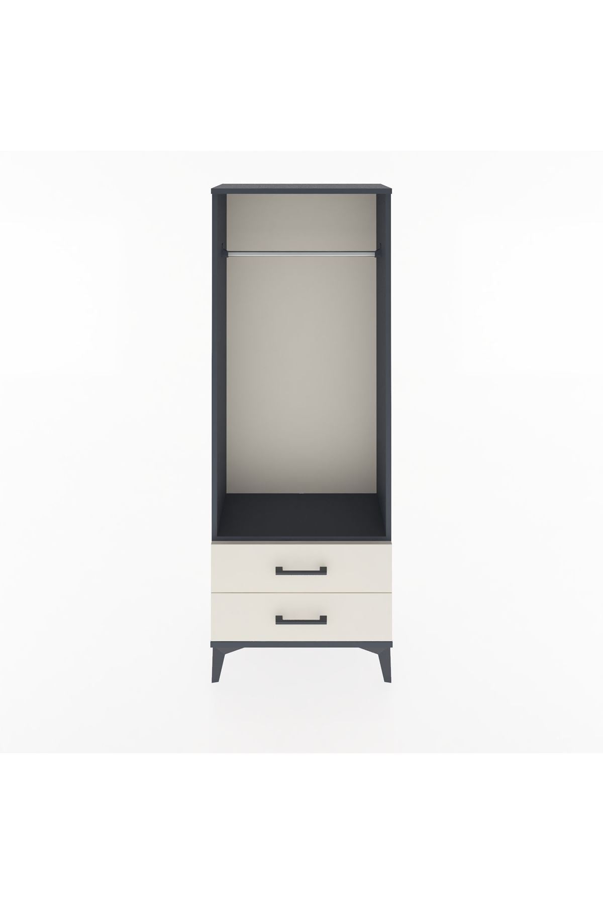 Arges Dolap Tek Raflı 2 Çekmeceli Tek Askılı 60x30x163 Antrasit-Aytaşı