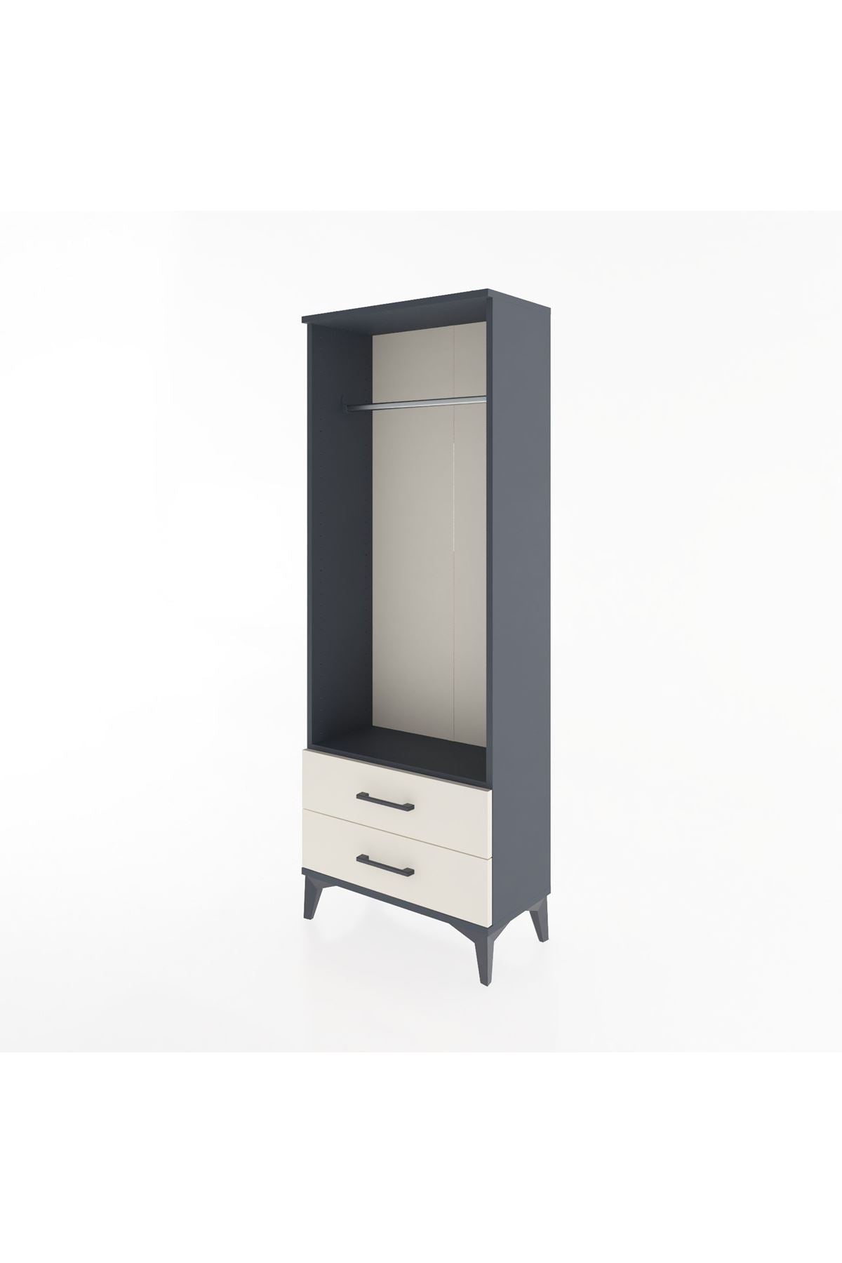 Arges Dolap Tek Raflı 2 Çekmeceli Tek Askılı 60x30x163 Antrasit-Aytaşı