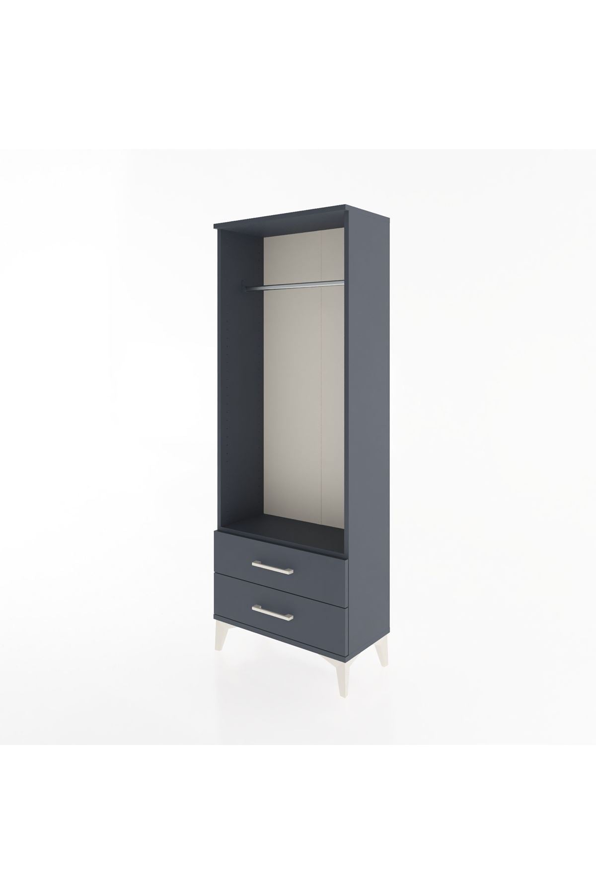 Arges Dolap Tek Raflı 2 Çekmeceli Tek Askılı 60x30x163 Antrasit-Antrasit