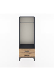 Arges Dolap Tek Raflı 2 Çekmeceli Tek Askılı 60x30x163 Antrasit-Çam