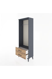 Arges Dolap Tek Raflı 2 Çekmeceli Tek Askılı 60x30x163 Antrasit-Çam