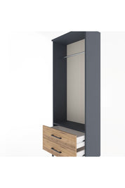 Arges Dolap Tek Raflı 2 Çekmeceli Tek Askılı 60x30x163 Antrasit-Çam