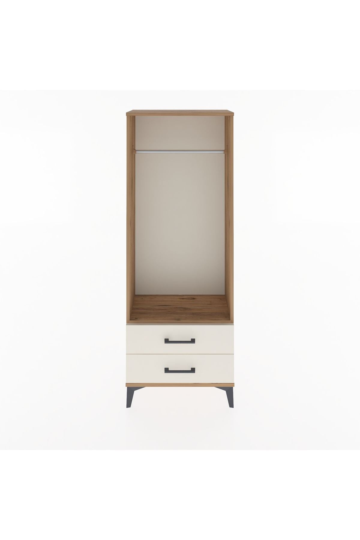 Arges Dolap Tek Raflı 2 Çekmeceli Tek Askılı 60x30x163 Çam-Aytaşı