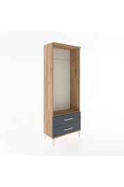 Arges Dolap Tek Raflı 2 Çekmeceli Tek Askılı 60x30x163 Çam-Antrasit