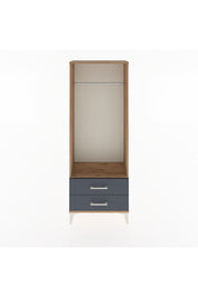 Arges Dolap Tek Raflı 2 Çekmeceli Tek Askılı 60x30x163 Çam-Antrasit