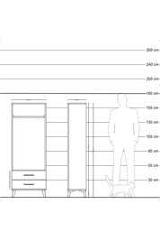 Arges Dolap Tek Raflı 2 Çekmeceli Tek Askılı 60x30x163 Çam-Aytaşı