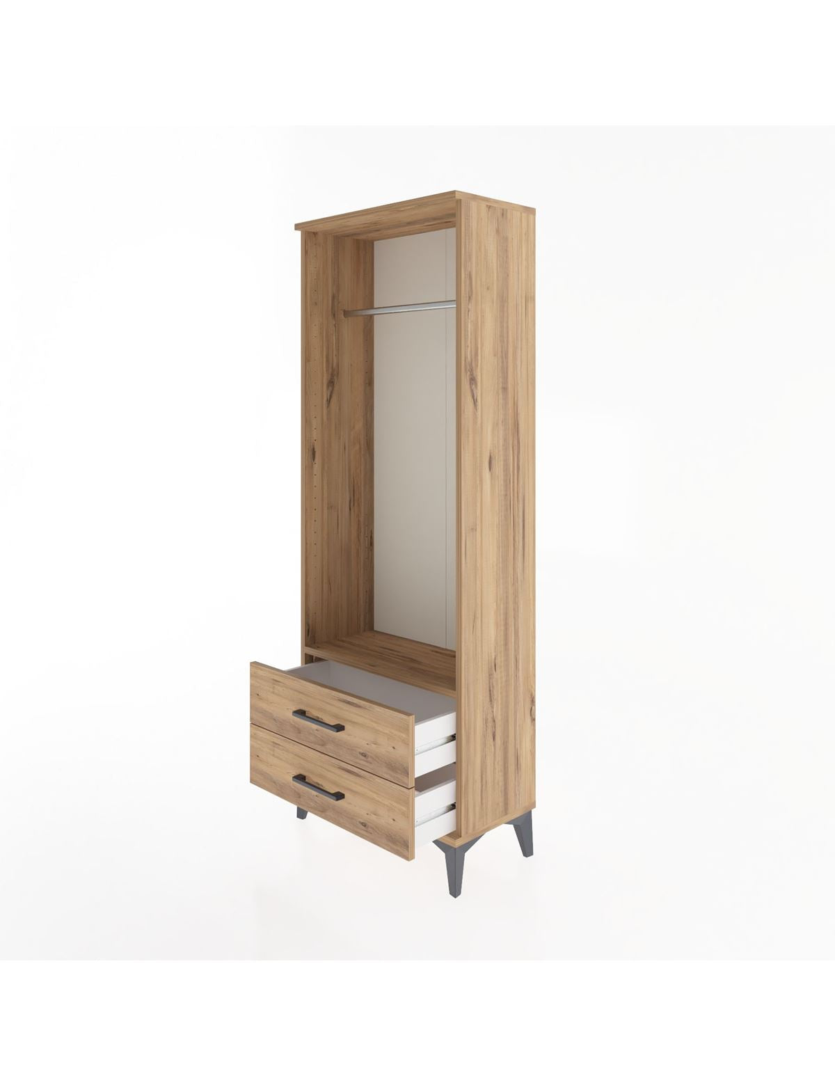 Arges Dolap Tek Raflı 2 Çekmeceli Tek Askılı 60x30x163 - S20M140V9A