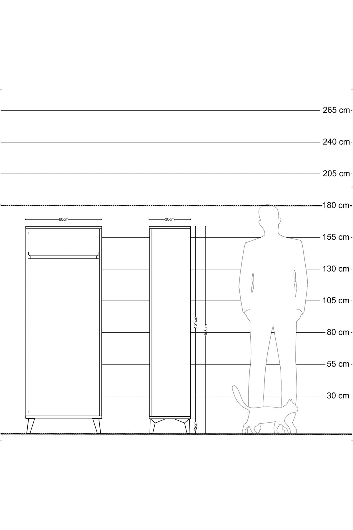 Arges Dolap Kapaklı Tek Askılı 60x30x163 Çam-Aytaşı