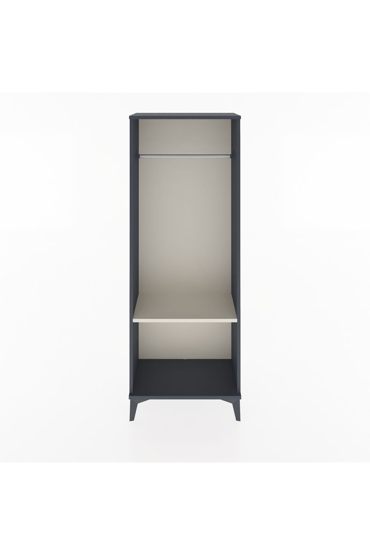Arges Dolap Tek Raflı Kapaklı Tek Askılı 60x30x163 Antrasit-Aytaşı