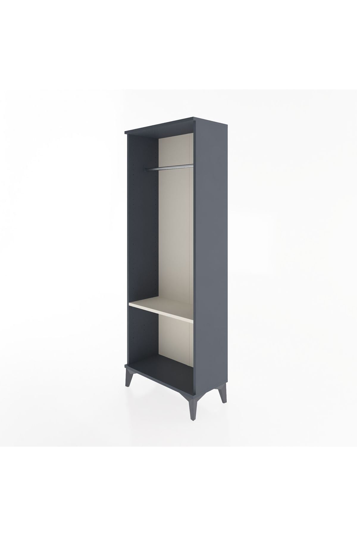 Arges Dolap Tek Raflı Kapaklı Tek Askılı 60x30x163 Antrasit-Aytaşı
