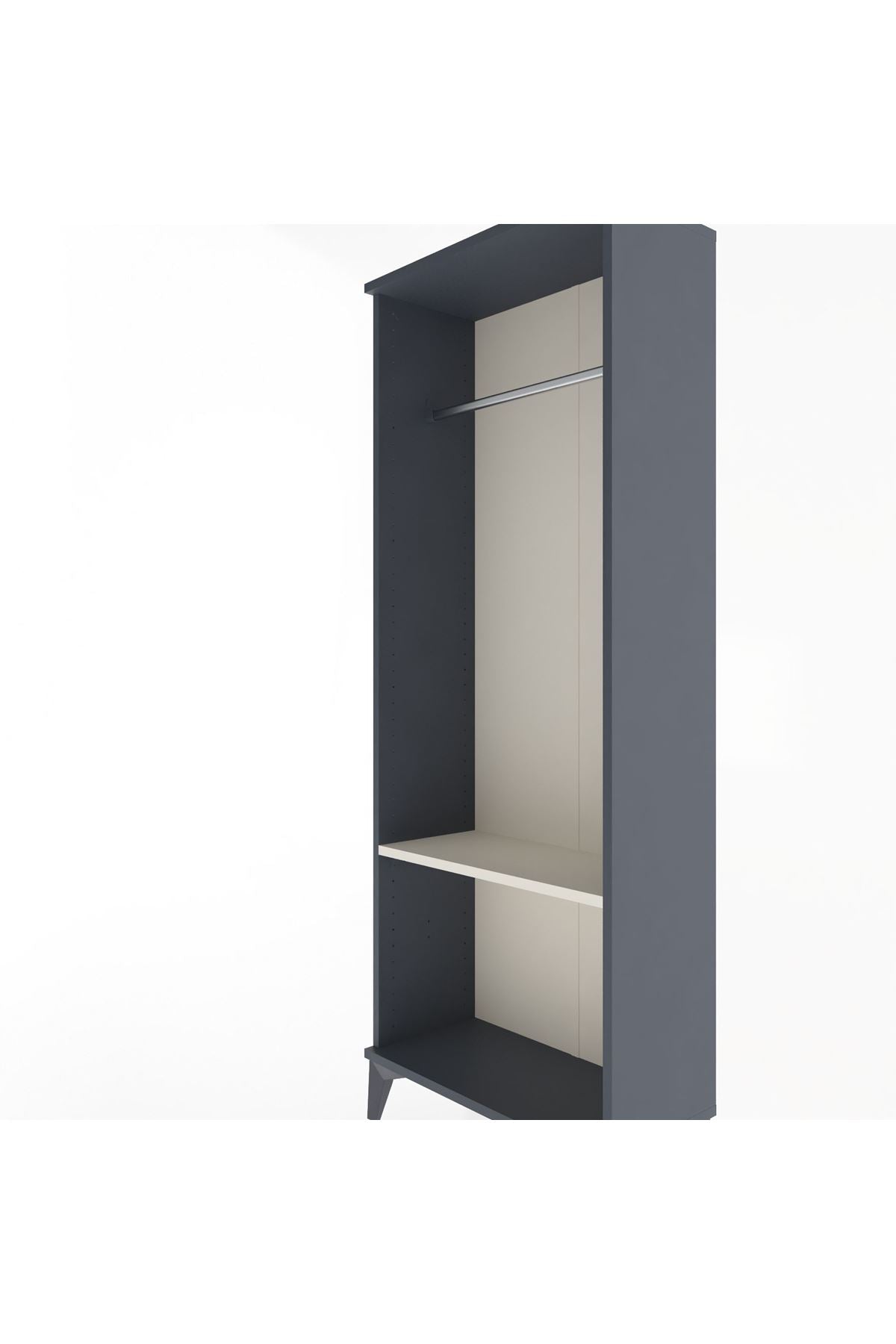 Arges Dolap Tek Raflı Kapaklı Tek Askılı 60x30x163 Antrasit-Aytaşı
