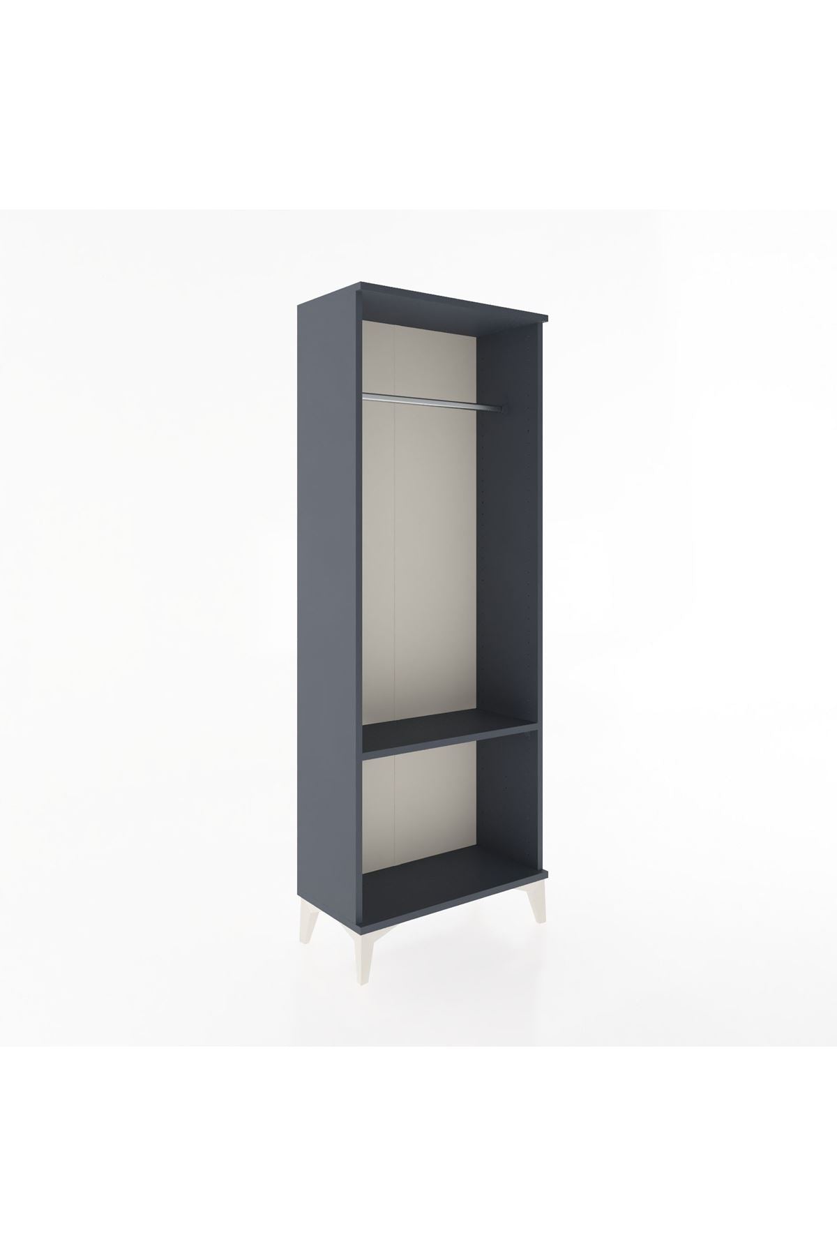 Arges Dolap Tek Raflı Kapaklı Tek Askılı 60x30x163 Antrasit-Antrasit