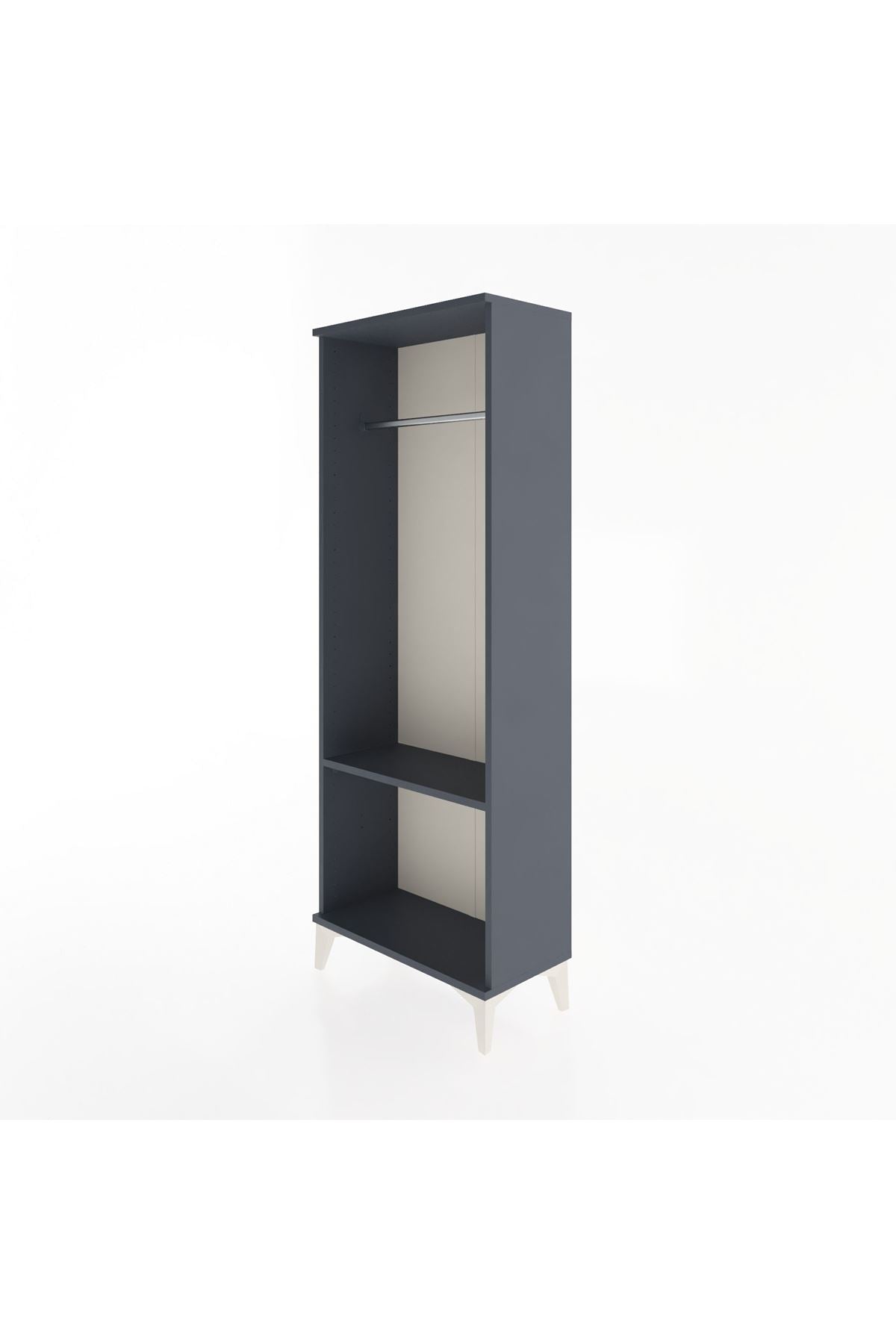 Arges Dolap Tek Raflı Kapaklı Tek Askılı 60x30x163 Antrasit-Antrasit