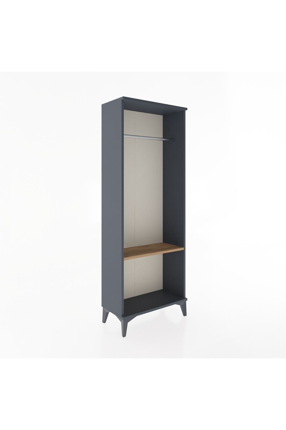 Arges Dolap Tek Raflı Kapaklı Tek Askılı 60x30x163 Antrasit-Çam