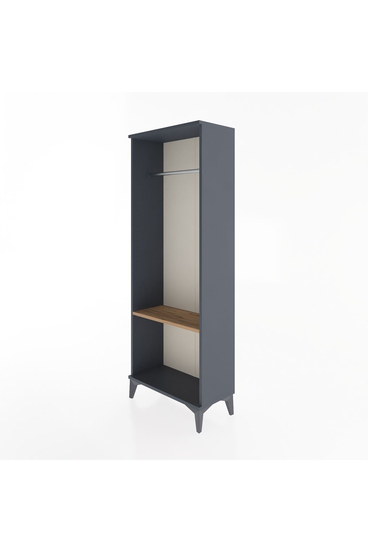Arges Dolap Tek Raflı Kapaklı Tek Askılı 60x30x163 Antrasit-Çam