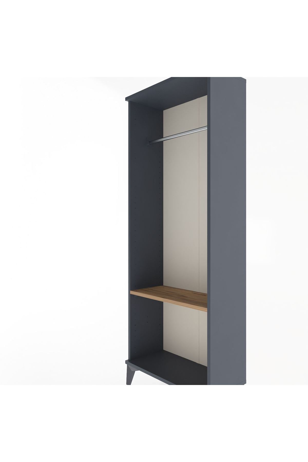 Arges Dolap Tek Raflı Kapaklı Tek Askılı 60x30x163 Antrasit-Çam