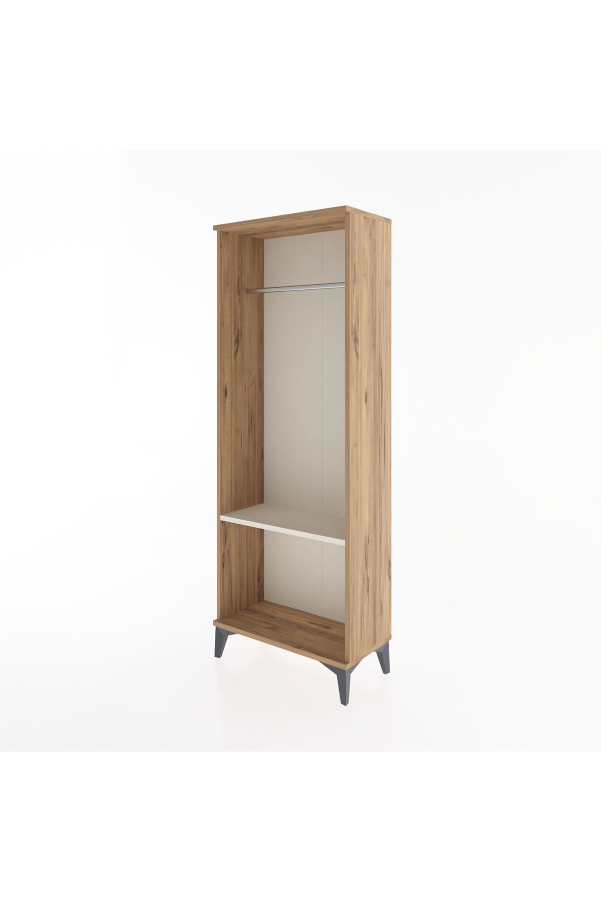 Arges Dolap Tek Raflı Kapaklı Tek Askılı 60x30x163 Çam-Aytaşı