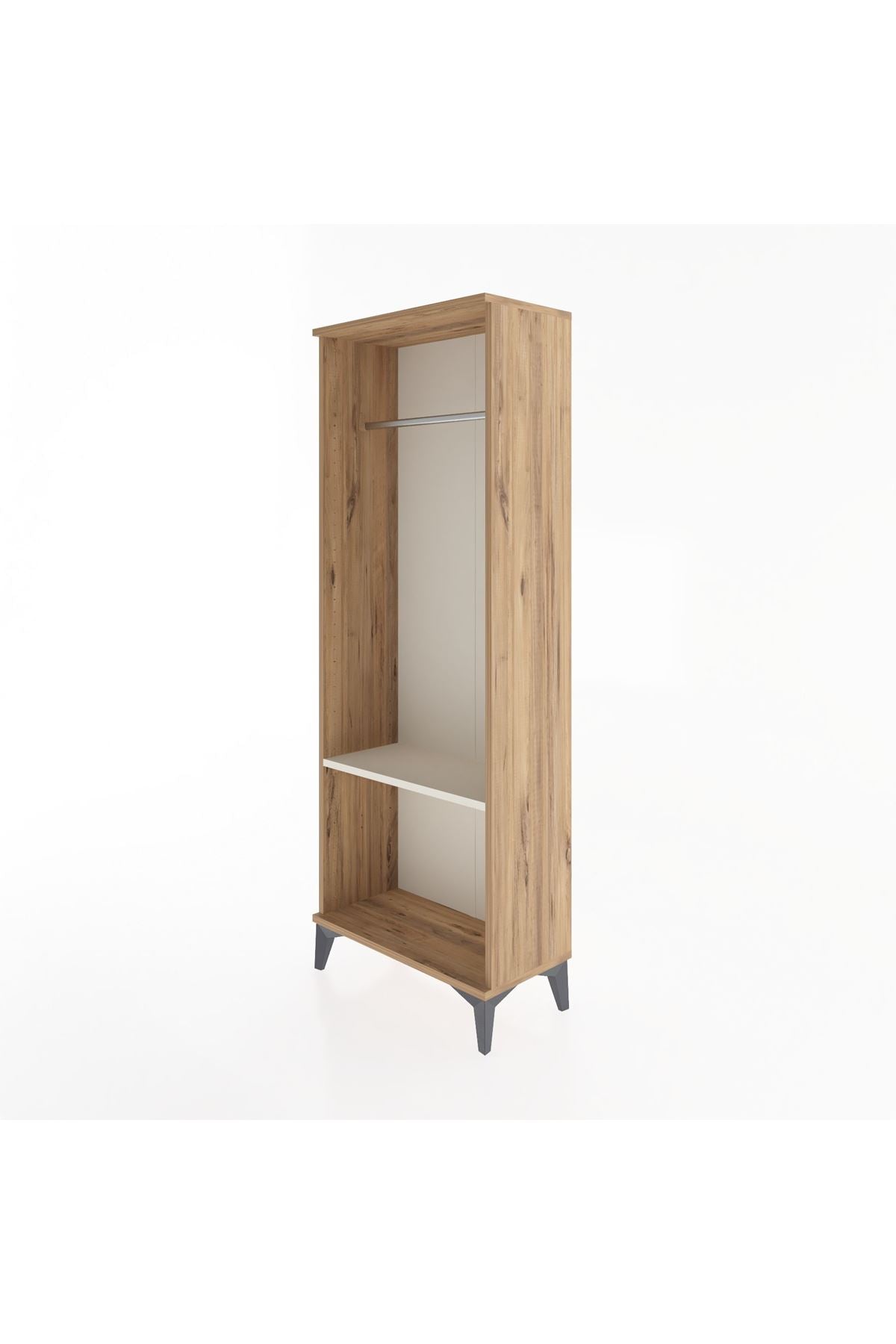 Arges Dolap Tek Raflı Kapaklı Tek Askılı 60x30x163 Çam-Aytaşı
