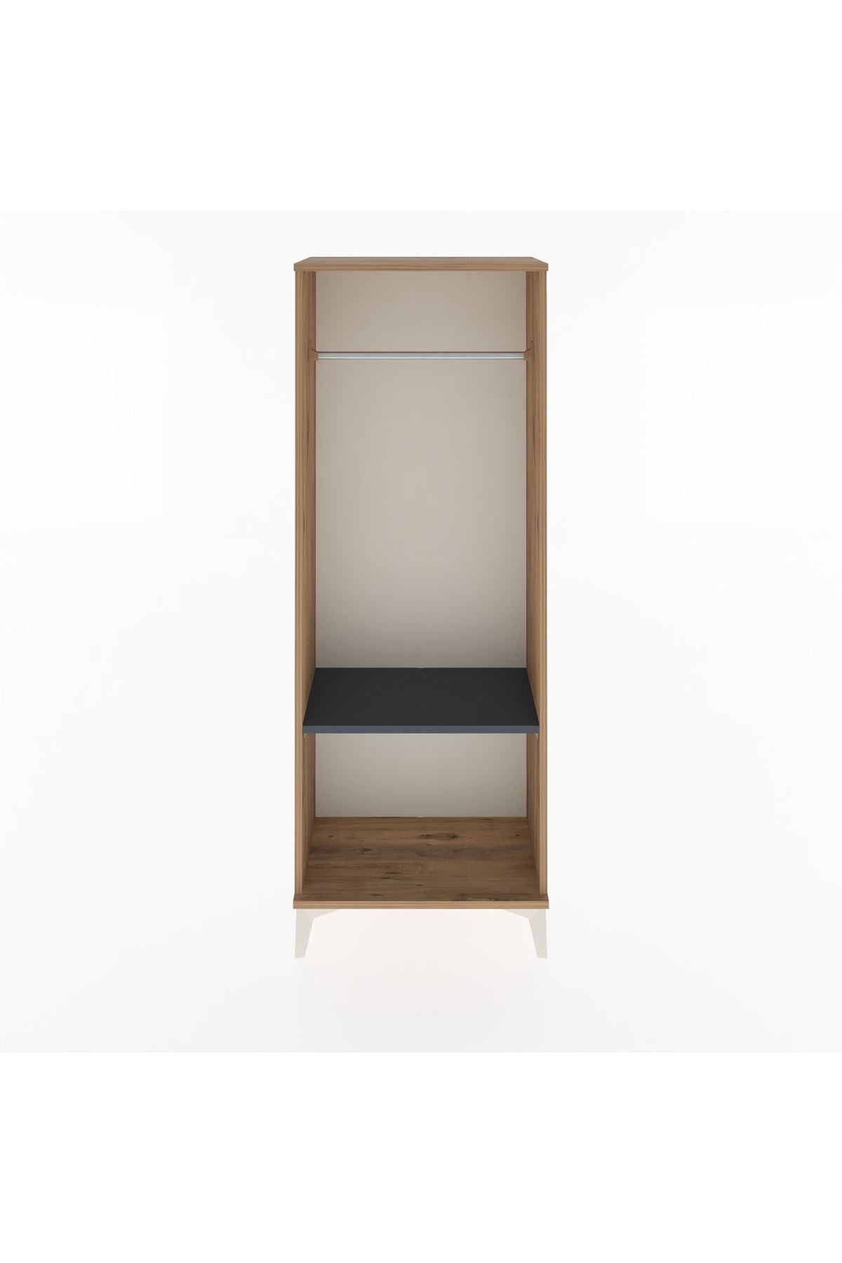 Arges Dolap Tek Raflı Kapaklı Tek Askılı 60x30x163 Çam-Antrasit