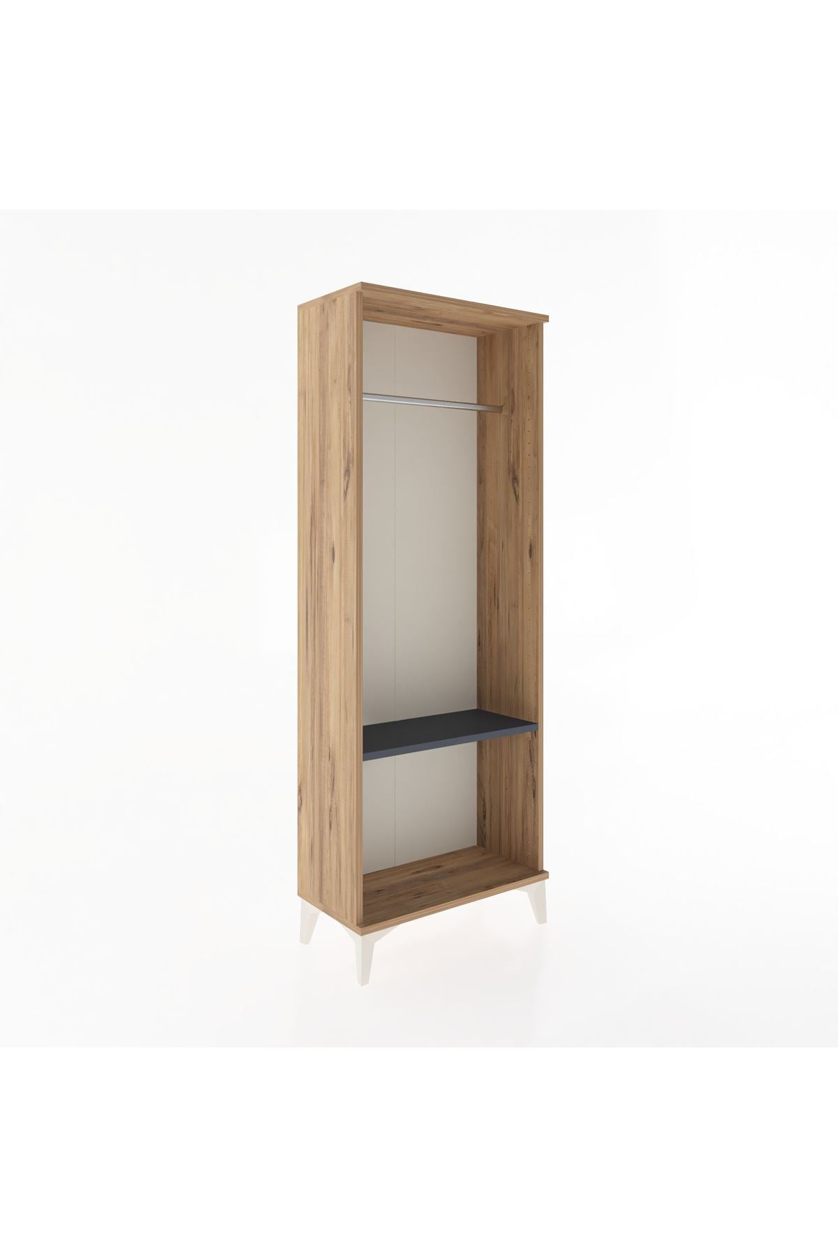 Arges Dolap Tek Raflı Kapaklı Tek Askılı 60x30x163 Çam-Antrasit