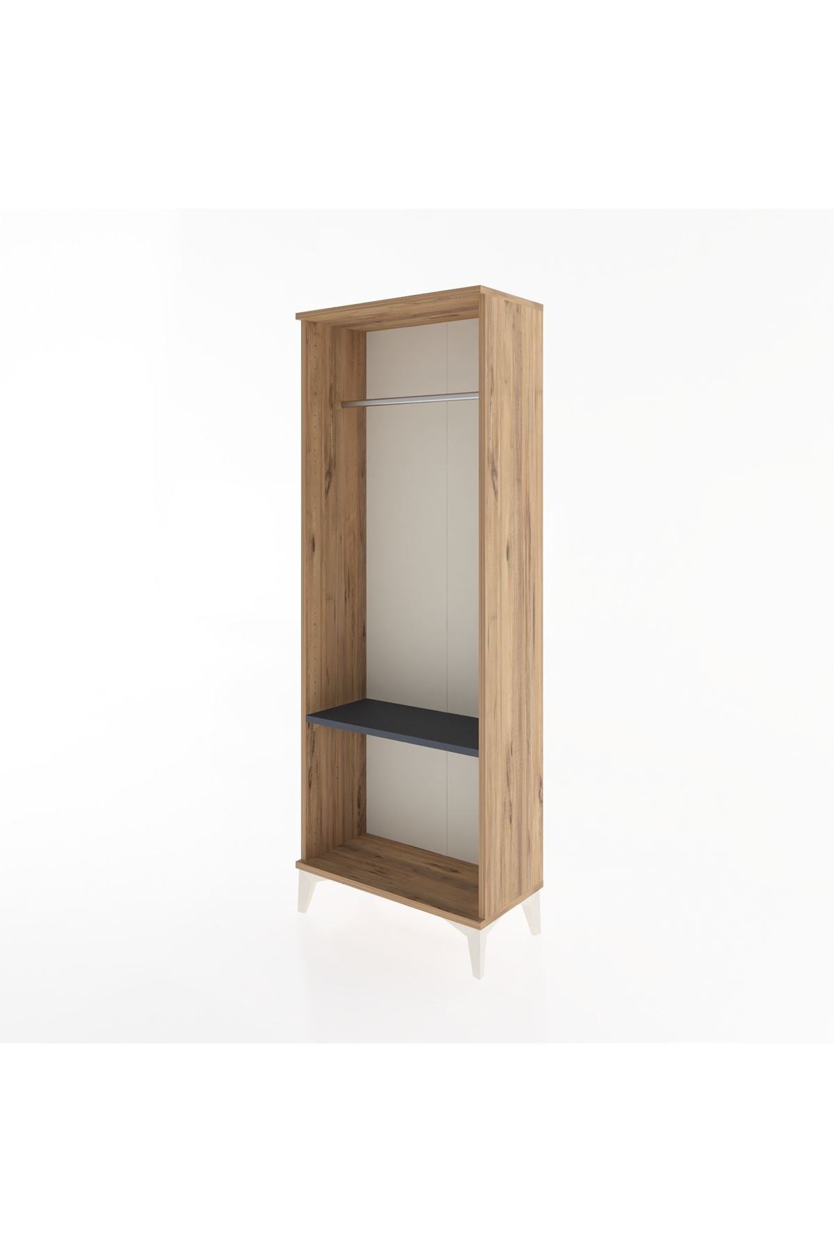 Arges Dolap Tek Raflı Kapaklı Tek Askılı 60x30x163 Çam-Antrasit