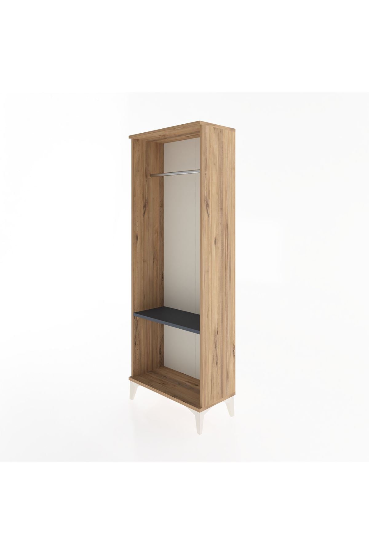 Arges Dolap Tek Raflı Kapaklı Tek Askılı 60x30x163 Çam-Antrasit