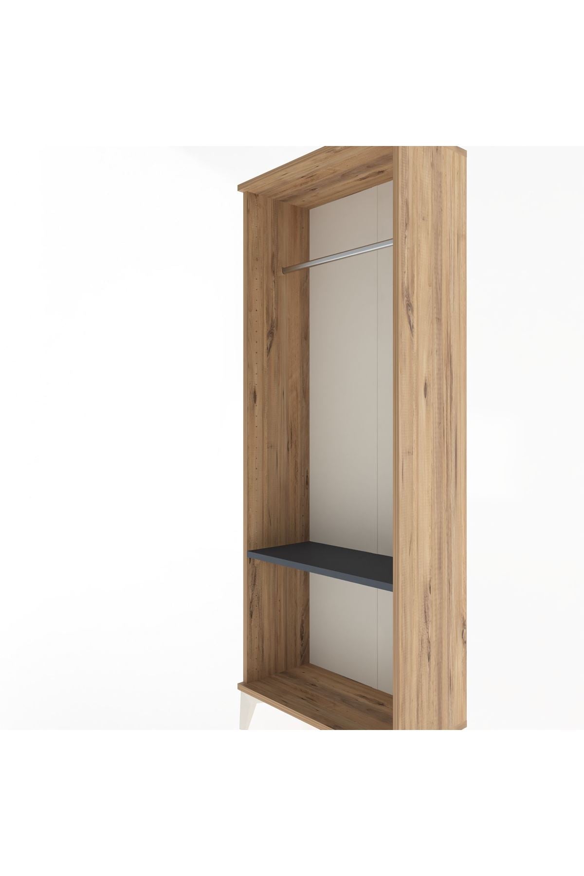 Arges Dolap Tek Raflı Kapaklı Tek Askılı 60x30x163 Çam-Antrasit