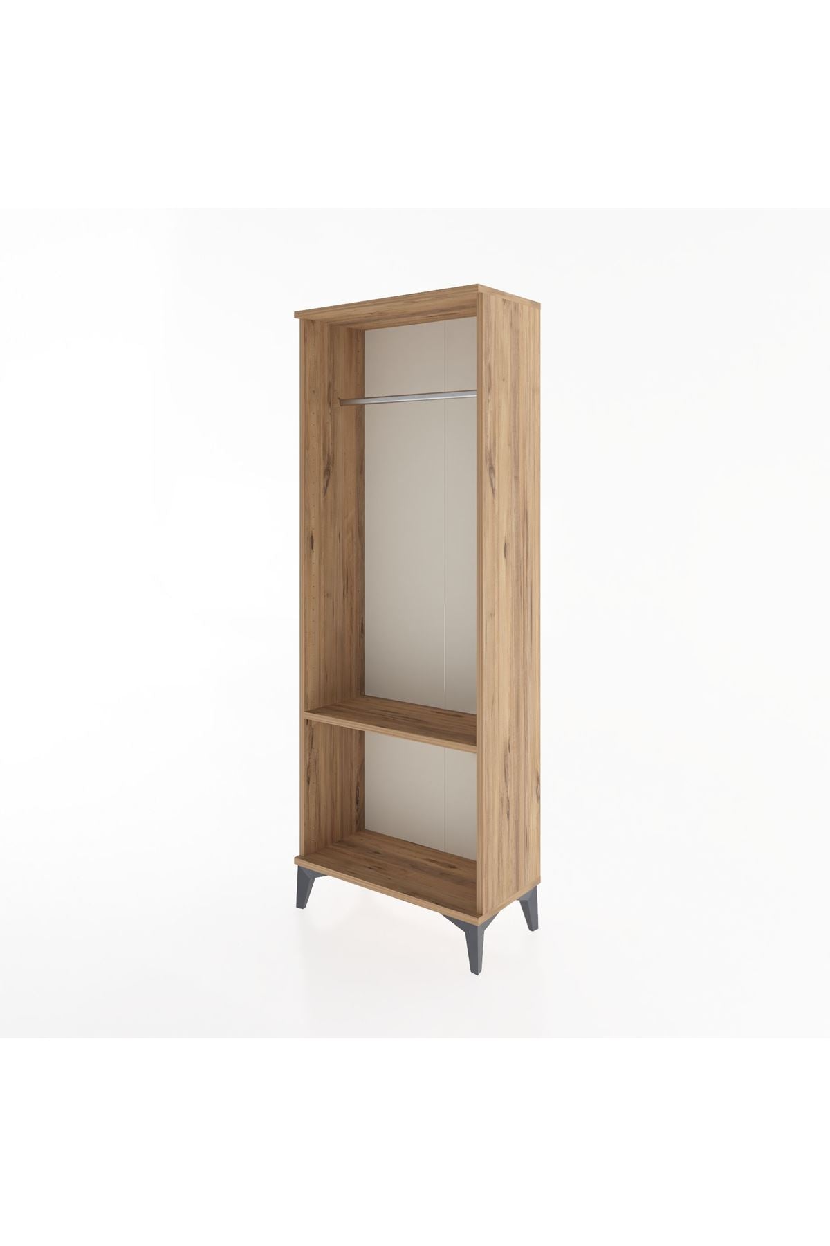 Arges Dolap Tek Raflı Kapaklı Tek Askılı 60x30x163 Çam-Çam