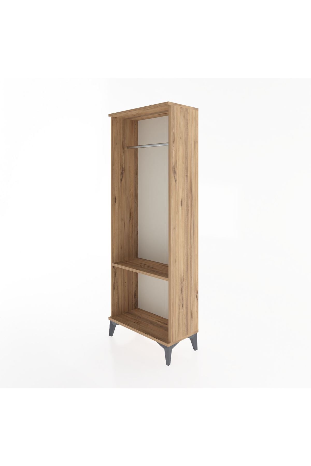 Arges Dolap Tek Raflı Kapaklı Tek Askılı 60x30x163 Çam-Çam