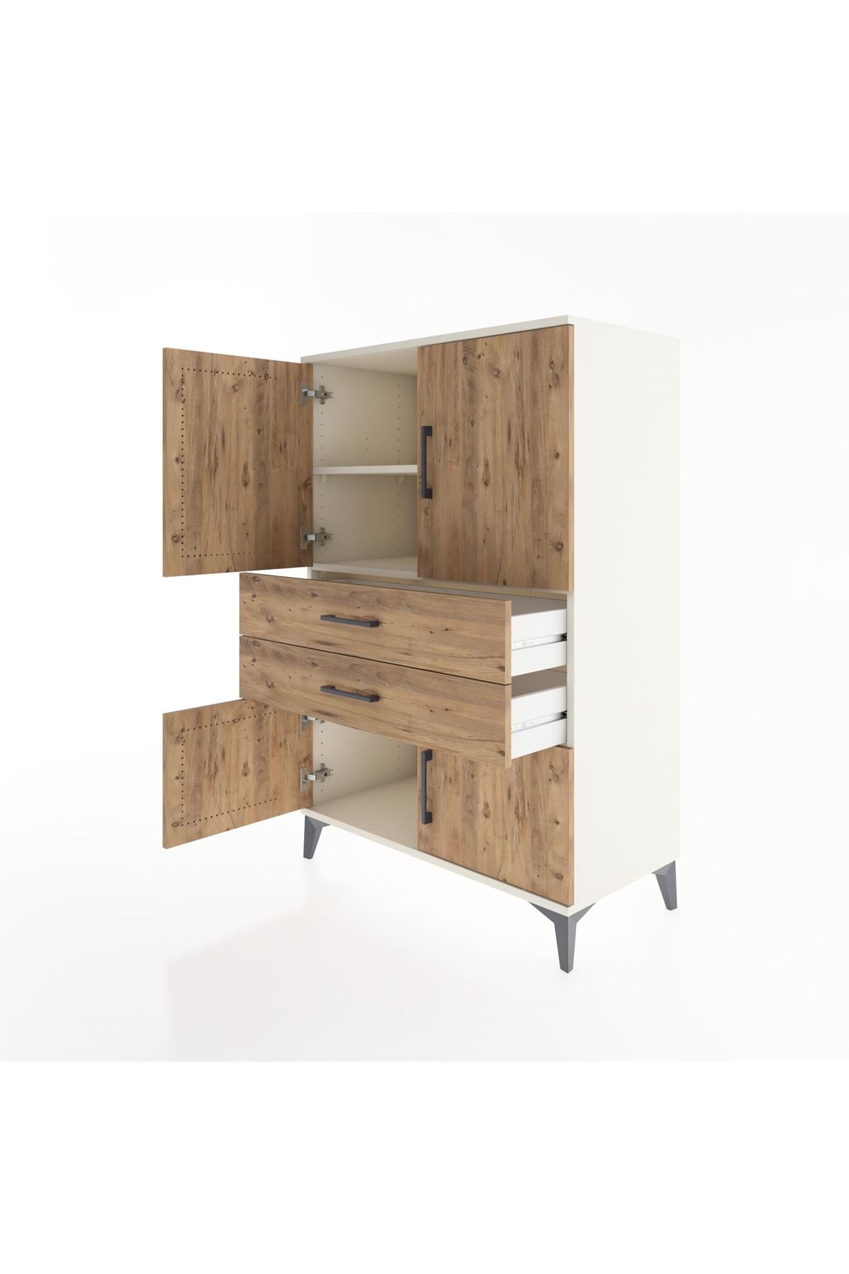 Hyperion Dolap 2 Raflı 2 Çekmeceli 4 Kapaklı 88x44x134 Aytaşı-Çam