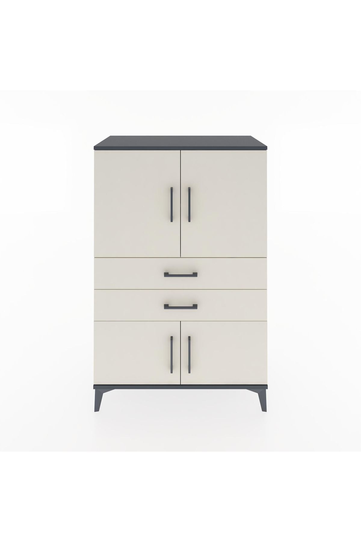 Hyperion Dolap 2 Raflı 2 Çekmeceli 4 Kapaklı 88x44x134 Antrasit-Aytaşı