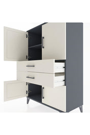Hyperion Dolap 2 Raflı 2 Çekmeceli 4 Kapaklı 88x44x134 Antrasit-Aytaşı