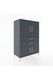 Hyperion Dolap 2 Raflı 2 Çekmeceli 4 Kapaklı 88x44x134 Antrasit-Antrasit