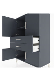 Hyperion Dolap 2 Raflı 2 Çekmeceli 4 Kapaklı 88x44x134 Antrasit-Antrasit