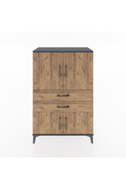 Hyperion Dolap 2 Raflı 2 Çekmeceli 4 Kapaklı 88x44x134 Antrasit-Çam