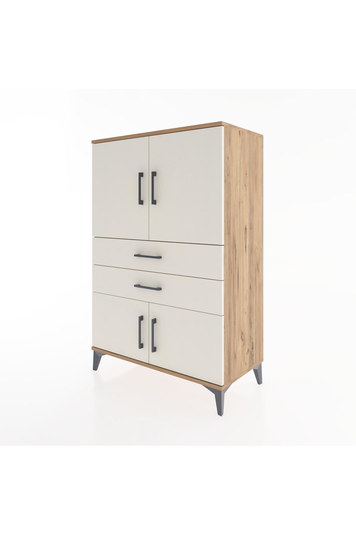 Hyperion Dolap 2 Raflı 2 Çekmeceli 4 Kapaklı 88x44x134 Çam-Aytaşı